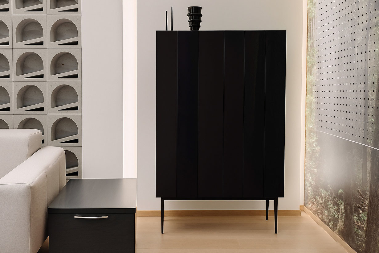 moble vitrina lacada negre i vidre